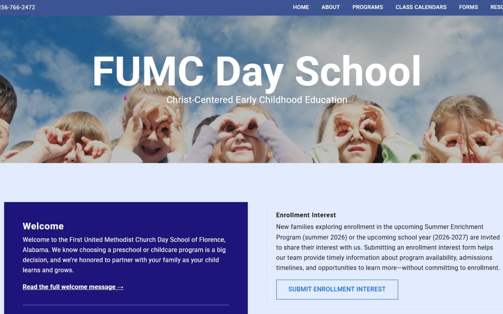 FUMC Day School website preview